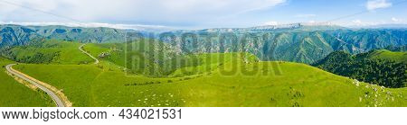A Wonderful Mountain Road With A Serpentine In The North Caucasus From The Narzan Valley To Dzhily-s