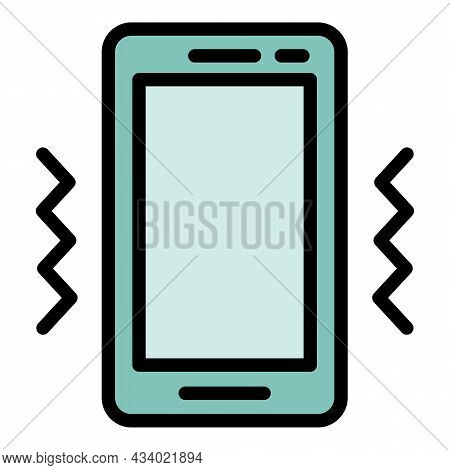 Smartphone Vibro Mode Icon. Outline Smartphone Vibro Mode Vector Icon Color Flat Isolated