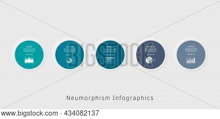 Neumorphism Infographics Template For Chart, Diagram, Web Design, Presentation, Workflow Layout