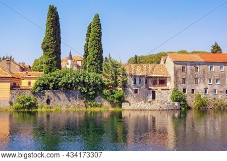 Bosnia And Herzegovina, Republika Srpska, Trebinje City. View Of Old Town Of Trebinje And Trebisnjic