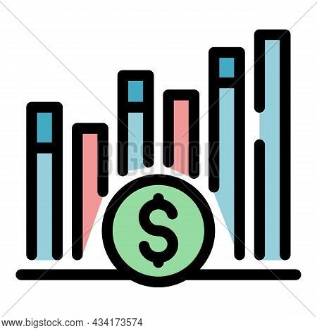 Crisis Finance Graph Chart Icon. Outline Crisis Finance Graph Chart Vector Icon Color Flat Isolated