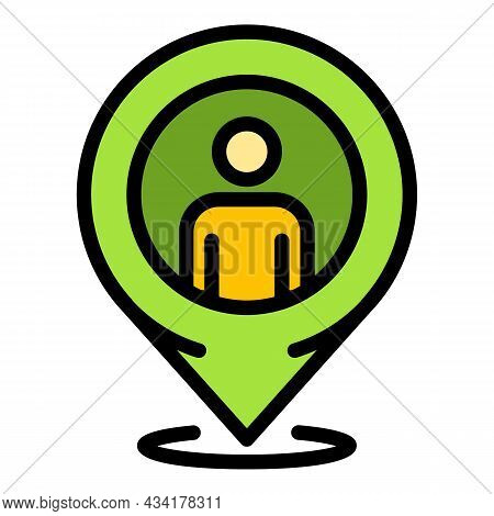 Illegal Immigrants Gps Pin Icon. Outline Illegal Immigrants Gps Pin Vector Icon Color Flat Isolated