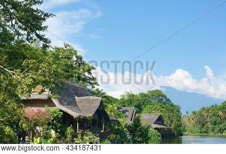 Nipa Hut Or Bahay Kubo, A Traditional House In The Philippines And In Other Countries. Photo Taken I