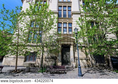 Bucharest, Romania - 6 May 2021: Old Buildings With Bars And Restaurants On French Street  (strada F