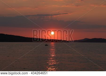 Beautiful Summer Sunset At Sea In Croatia