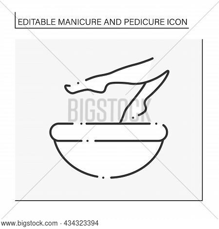 Footbath Line Icon. Beauty Procedure In Salon. Bath For Cleansing, Warming, Soothing, Or Disinfectin