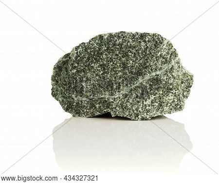 Stone, A Fragment Of Jadeite On A White Background