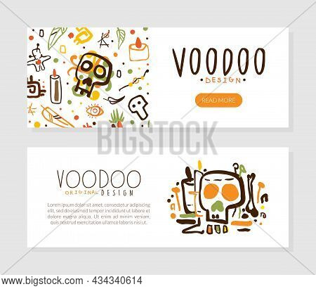 Voodoo Hand Drawn Design As African Religion And Magic Vector Template