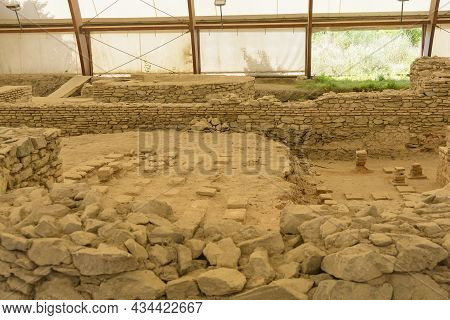 Kostolac, Serbia - July 21, 2019 Small Part Of Big Roman Bathhouse At Viminacium Archeological Site 