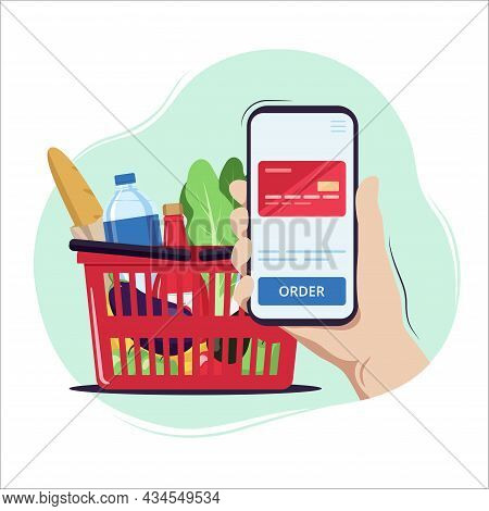 Hand Holding A Smartphone, Products, Food Order, Online Shopping