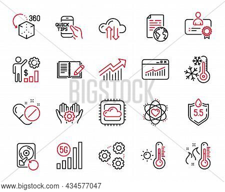 Vector Set Of Science Icons Related To Cloud Computing, Freezing And Education Icons. Employee Hand,