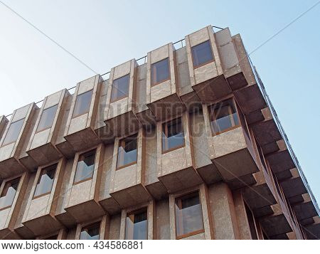 Leeds, West Yorkshire, United Kingdom - 25 August 2021: The Exterior Of The Brutalist Bank House In 