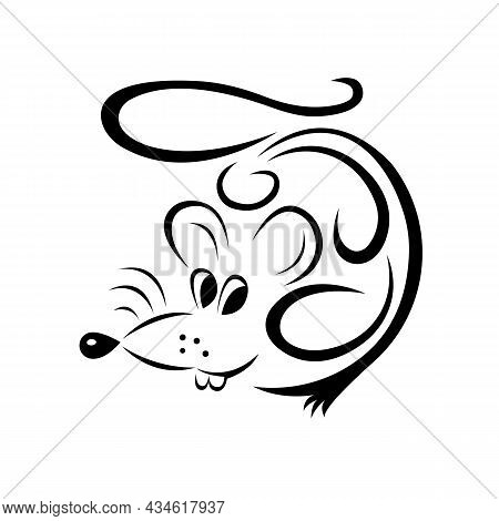Mouse Rat Silhouette Logo Drawn By Various Lines Of Black Color. Vector Illustration
