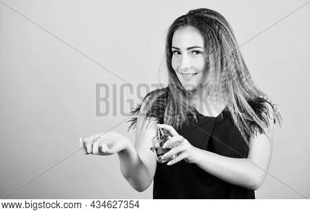 Let Desire Lead You. Lady With Bottle Of Perfume. Morning Grooming. Woman With Bottle Of Perfume. Gi