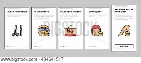 Surgery Medicine Clinic Operation Onboarding Mobile App Page Screen Vector. Lips And Facial Plastic 