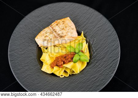 Fresh Salmon Fillet Steak With Herbs And Spices