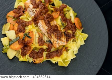 Fresh Salmon Fillet Steak With Herbs And Spices
