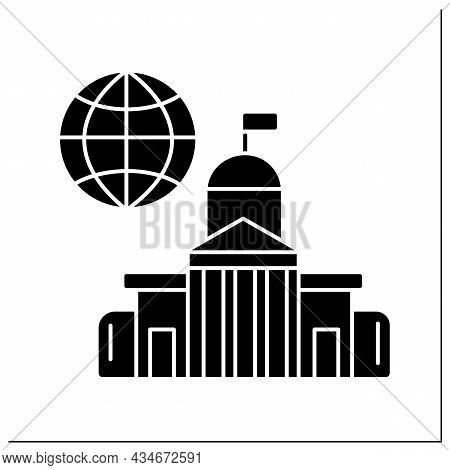 Embassy Glyph Icon. State Diplomatic Mission Place Abroad. Located In Another Country. Government Fo