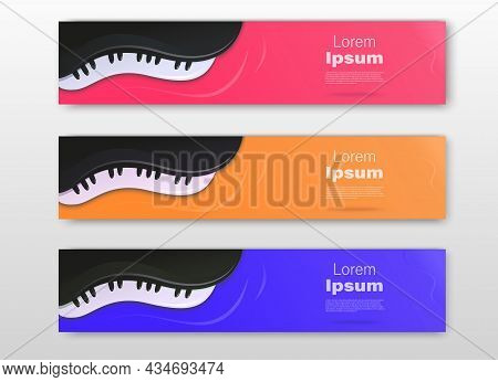 Grand Piano Abstract Flat Design Banner Illustrations. Classic Music Vector Banner.