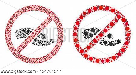 Vector Covid-2019 Collage Forbid Asking Hand Designed For Health Care Advertisement. Mosaic Forbid A