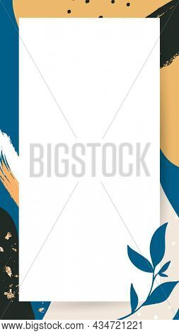 Botanical frame on Memphis pattern background
