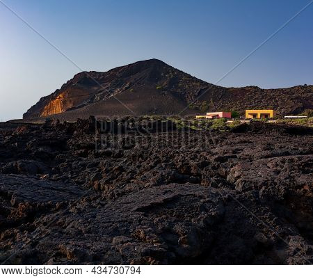 View Of Monte Nero Famous Volcano Of Linosa, Sicily. Italy