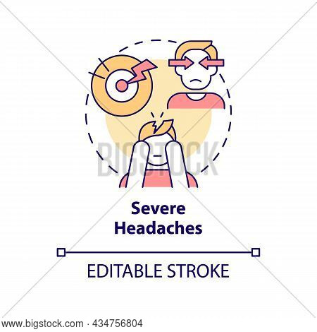Severe Headaches Concept Icon. Hypertension Symptom Abstract Idea Thin Line Illustration. Pulsating 