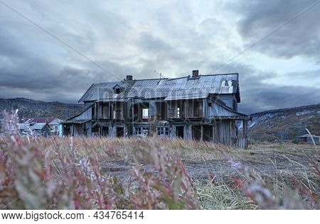 Abandoned Wooden House In The Village Of Teriberka In The Harsh Northern Territory Of Russia