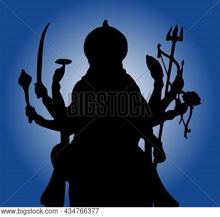 Sketch Of Goddess Durga Matha Or Chamundi Closeup Face Editable Outline Illustration