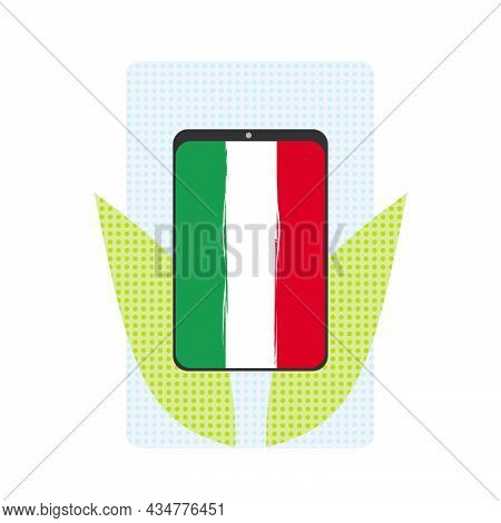 Education Concept: Smartphone Whith Italian Flag Created In Gfunde Style.