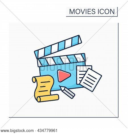 Plot Color Icon. Sequence Of Events, Principle Of Cause-and-effect. Main Element For Creating Movies