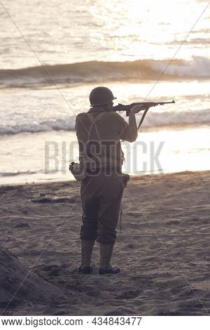 Operation Avalanche, Historical Re-enactment Of The 1943 Salerno Landing On The Beach Of Paestum
