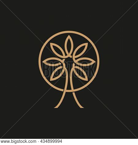 Abstract Tree Monogram Logo Design Template. Stock Vector Illustration.