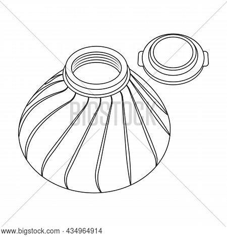 Bag Ice Vector Outline Icon. Vector Illustration Cold Pouch On White Background. Isolated Outline Il