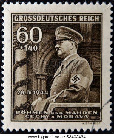 GERMAN REICH - CIRCA 1944: A stamp printed in Germany shows image of Adolf Hitler