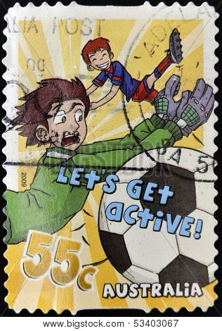 AUSTRALIA - CIRCA 2009: A stamp printed in Australia shows soccer 