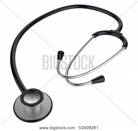 Black Stethoscope On White Background