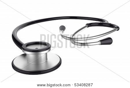 Black Stethoscope On White Background