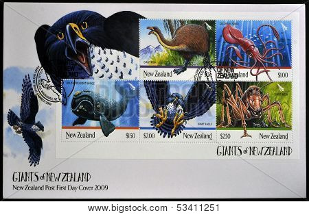 NEW ZEALAND - CIRCA 2009: Stamps printed in New Zealand dedicated to Giants of New Zealand