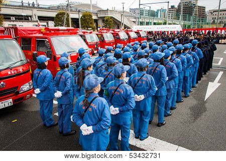 The New Year's Fire Review Kanagawa, Japan
