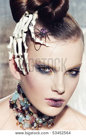 Surrealistic fashion portrait of a woman