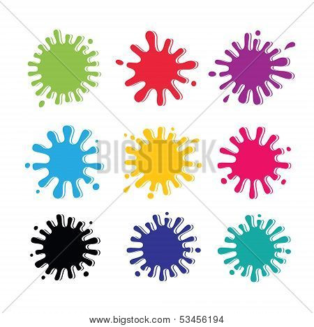 Set of colored blots on the white background. Vector Illustration.