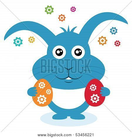 Easter bunny with eggs. Vector illustration.