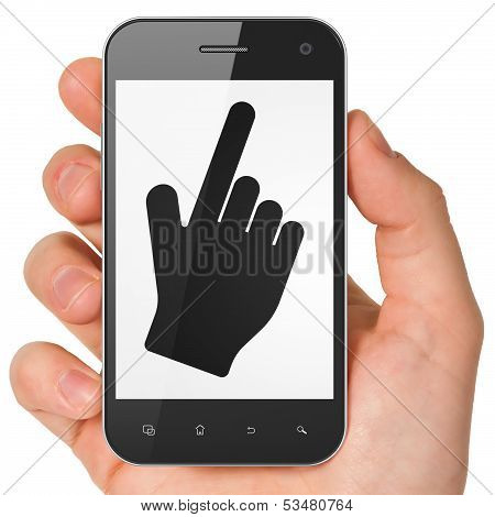 Web design concept: Mouse Cursor on smartphone