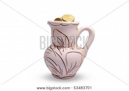 Ukrainian Coins In A Clay Jug