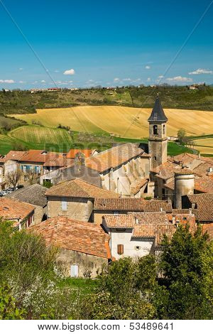 View over Lautrec village rooftops, France 
