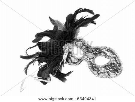 Theatrical Mask With Black Feathers