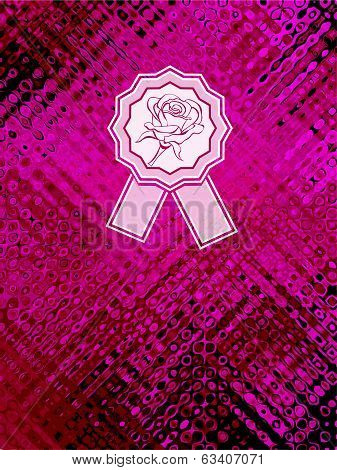 Background with abstract texture and rose emblem