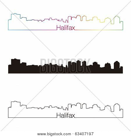 Halifax Skyline Linear Style With Rainbow