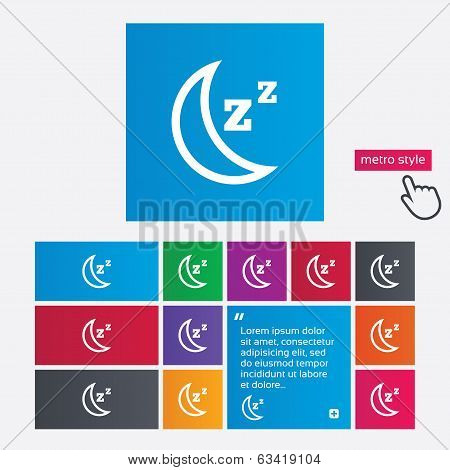 Sleep sign icon. Moon with zzz button.